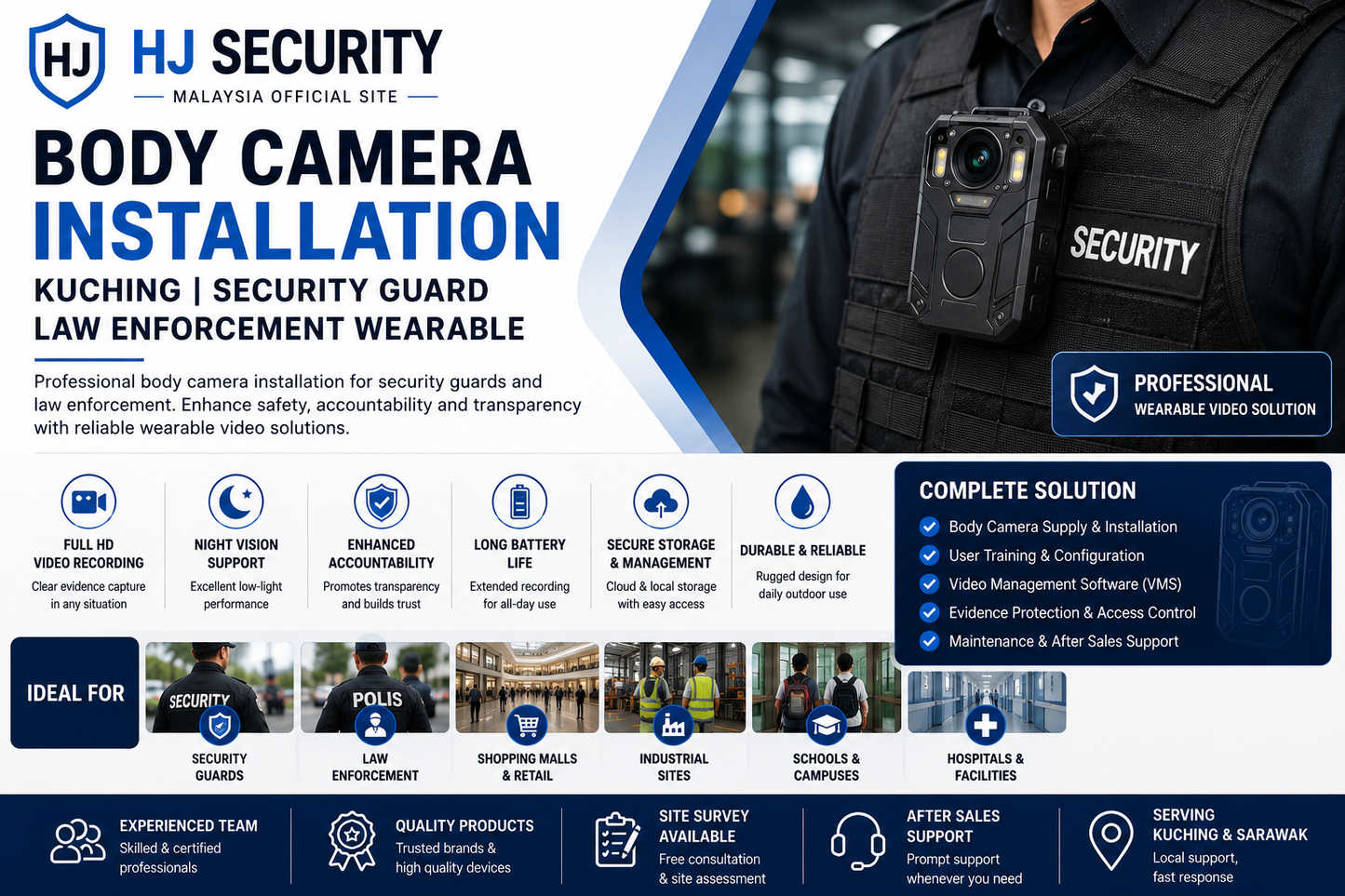 Body Camera Installation Kuching | Security Guard Law Enforcement Wearable