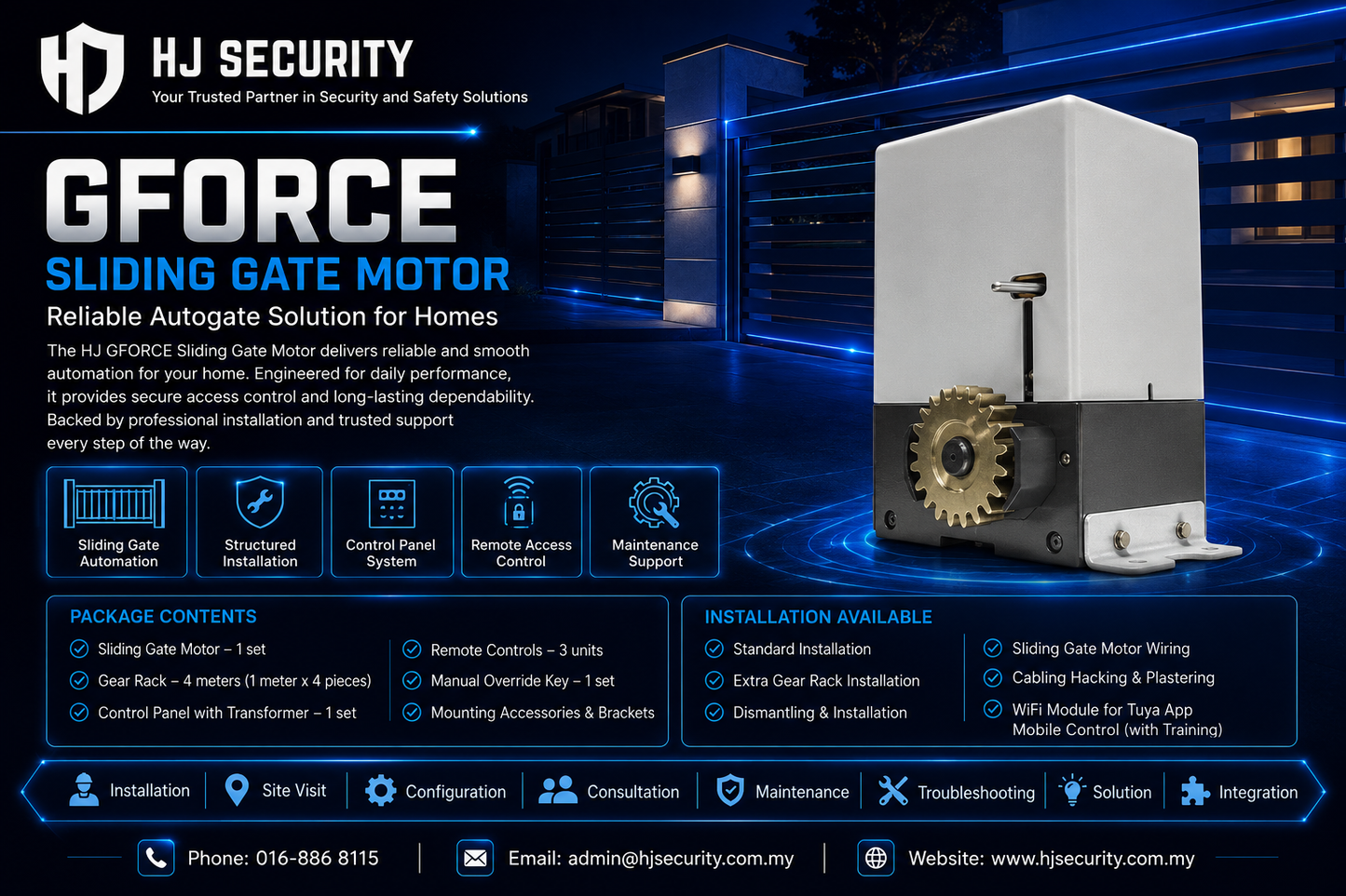Sliding Autogate Installation Kuching | FAAC GForce E8 Motor Nice