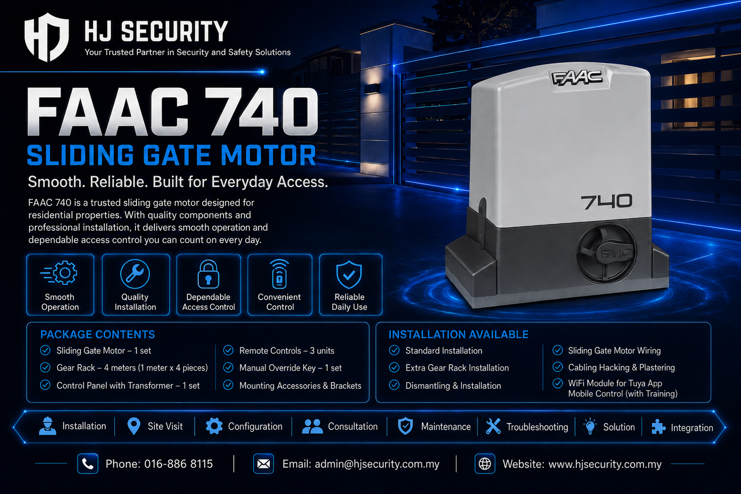 Sliding Autogate Installation Kuching | FAAC GForce E8 Motor Nice