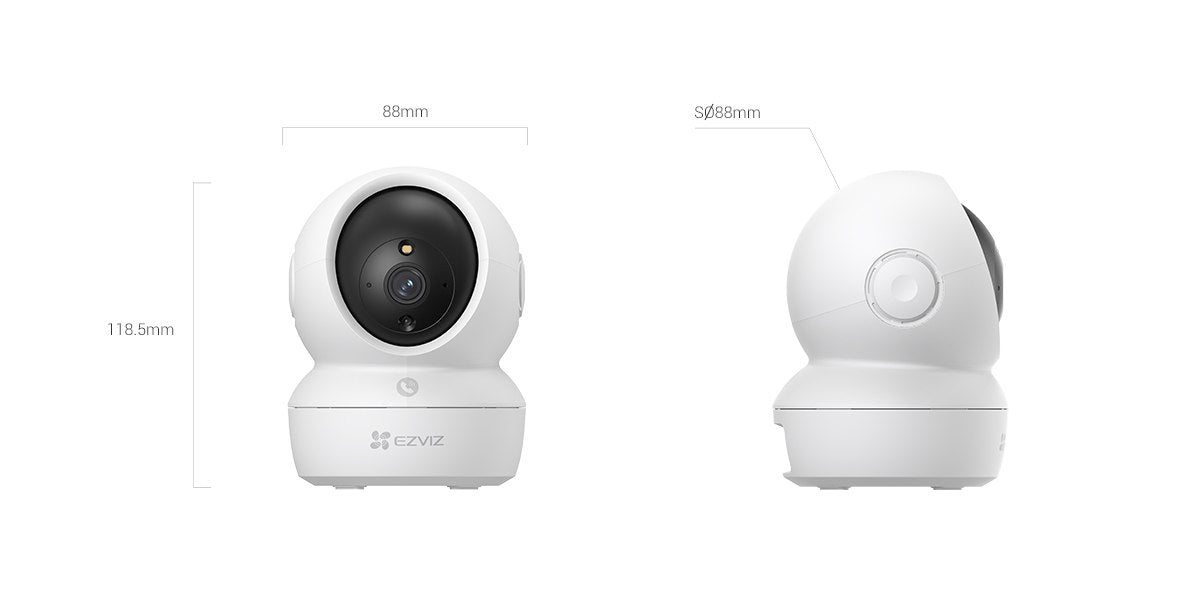 EZVIZ H6c Pro 2K+ indoor pan-tilt Wi-Fi camera dimensions